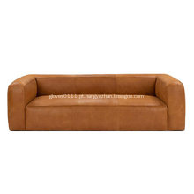 Sofá de couro tan de couro moderno do século cru